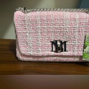 Badgley Mischka Pink Tweed Handbag NWT
